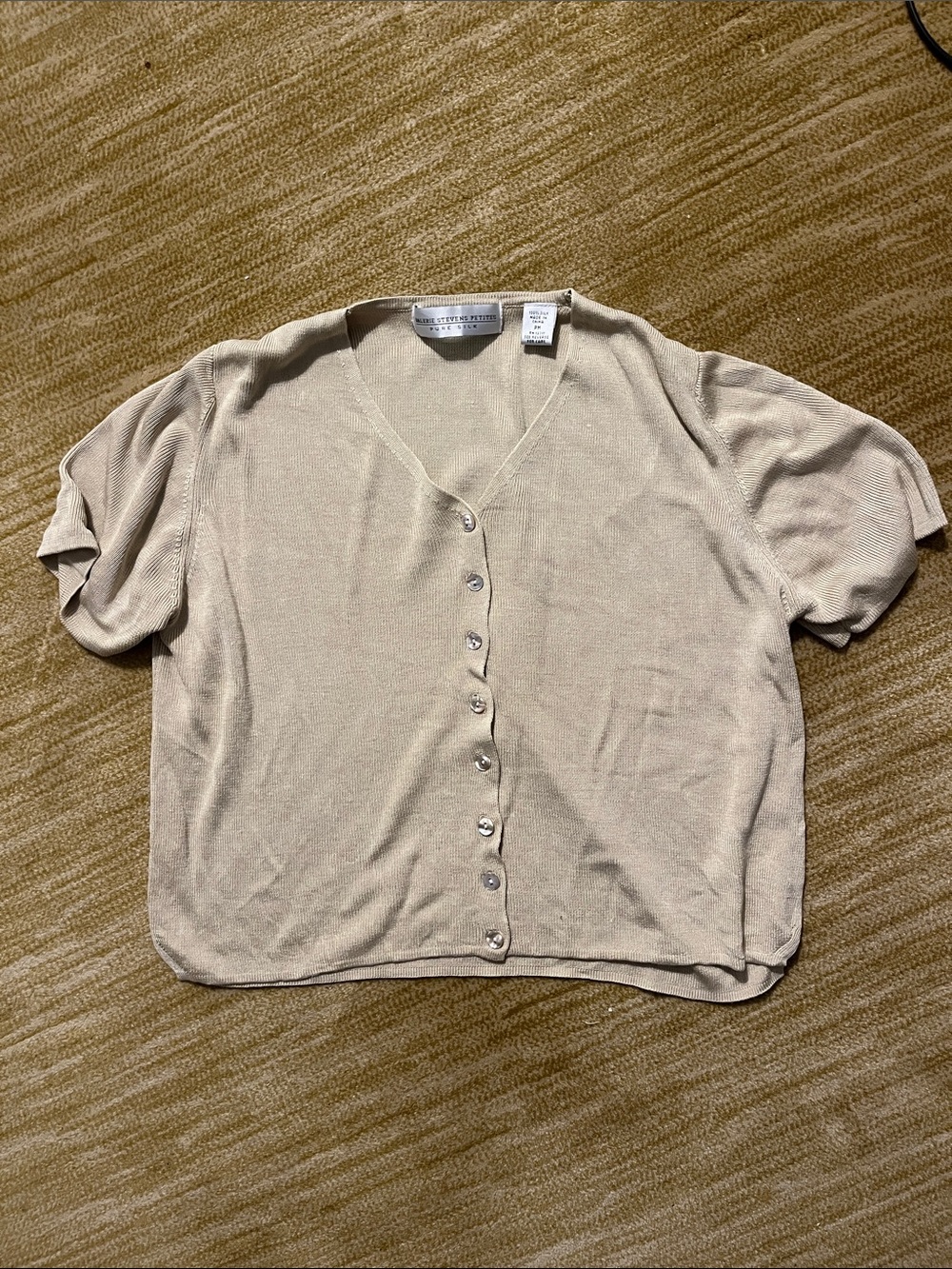 Vintage 100% silk short sleeve cropped cardigan